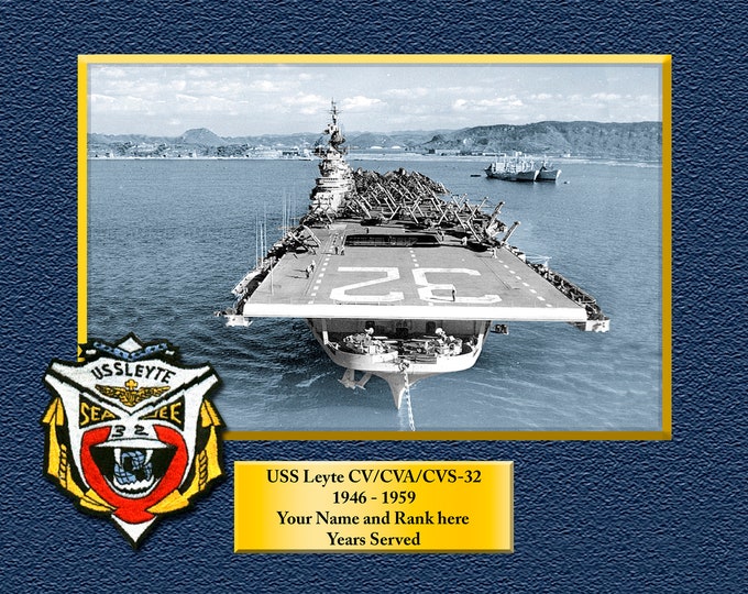 USS LEYTE CVS32  Custom Personalized 8.5 X 11 Print of US Navy Ships Unique Gift Idea for any Occasions