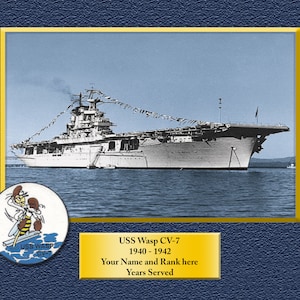 USS WASP CV7 Custom Personalized 8.5 X 11 Print of US Navy Ships Unique Gift Idea for any Occasions