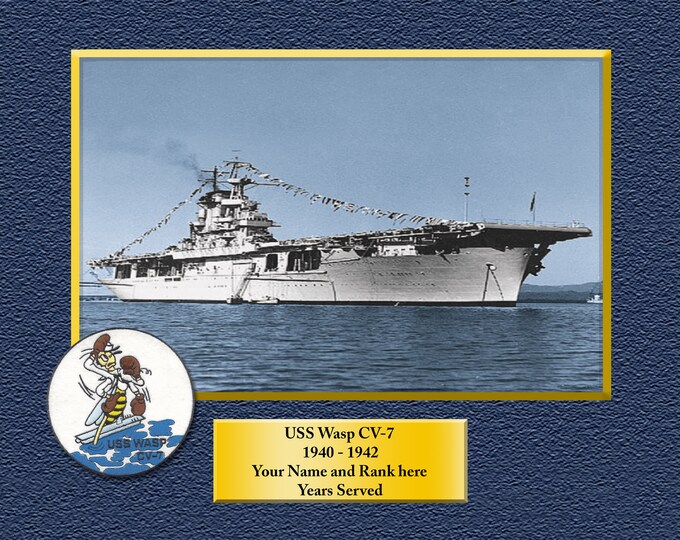 USS WASP CV7 Custom Personalized 8.5 X 11 Print of US Navy Ships Unique Gift Idea for any Occasions