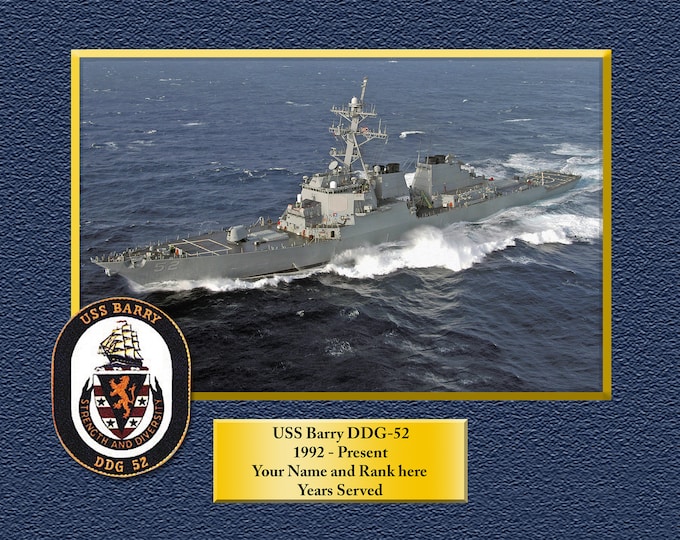 USS Barry DDG52 Custom Personalized 8.5 X 11 Print of US Navy Ships Unique Gift Idea for any Occasions
