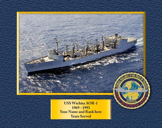 USS Wichita AOR-1 Custom Personalized 8.5 X 11 Print of US Navy Ships Unique Gift Idea for any Occasions
