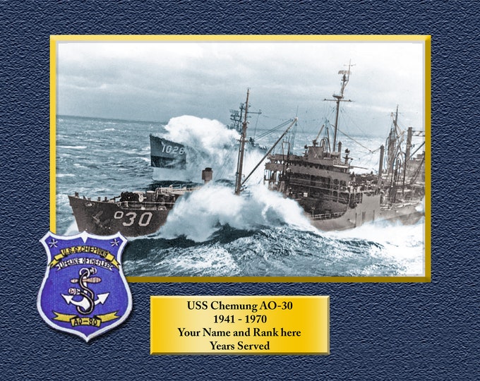 USS CHEMUNG AO30 Custom Personalized 8.5 X 11 Print of US Navy Ships Unique Gift Idea for any Occasions