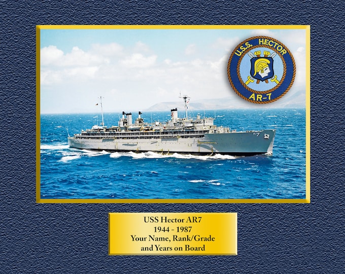 USS Hector AR7 Custom Personalized 8.5 X 11 Print of US Navy Ships Unique Gift Idea for any Occasions