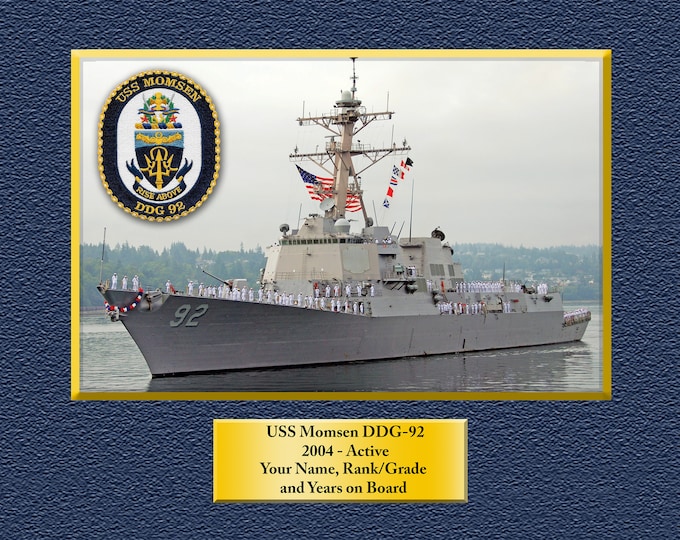 USS Momsen DDG-92 Custom Personalized 8.5 X 11 Print of US Navy Ships Unique Gift Idea for any Occasions