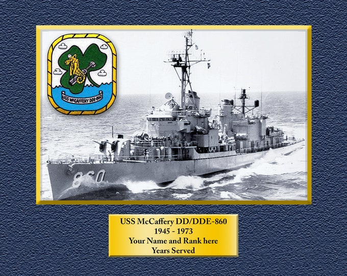 USS McCAFFERY DD/DDE860 Custom Personalized 8.5 X 11 Print of US Navy Ships Unique Gift Idea for any Occasions