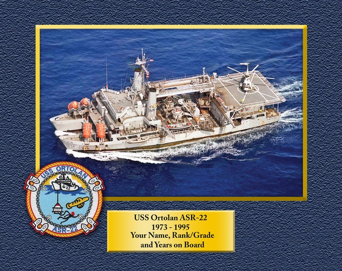 USS Ortolan ASR-22 Custom Personalized 8.5 X 11 Print of US Navy Ships Unique Gift Idea for any Occasions