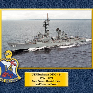 USS Buchanan DDG14 Custom Personalized 8.5 X 11 Print of US Navy Ships Unique Gift Idea for any Occasions