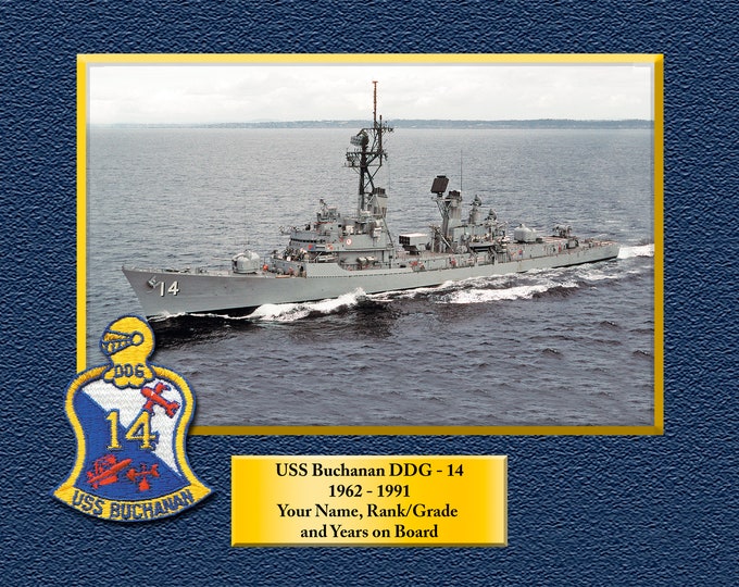 USS Buchanan DDG14 Custom Personalized 8.5 X 11 Print of US Navy Ships Unique Gift Idea for any Occasions