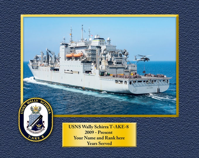 USNS Wally Schirra T-AKE-8 Custom Personalized 8.5 X 11 Print of US Navy Ships Unique Gift Idea for any Occasions