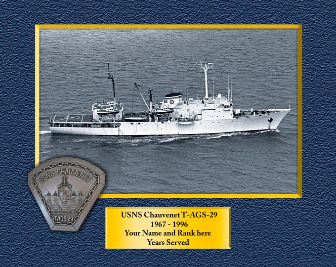 USNS Chauvenet T-AGS-29 Custom Personalized 8.5 X 11 Print of US Navy Ships Unique Gift Idea for any Occasions