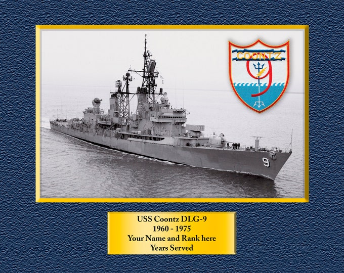 USS Coontz DLG-9 Custom Personalized 8.5 X 11 Print of US Navy Ships Unique Gift Idea for any Occasions