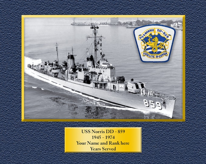 USS Norris DD/DDE859 Custom Personalized 8.5 X 11 Print of US Navy Ships Unique Gift Idea for any Occasions