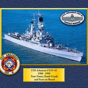 USS Arkansas CGN-41 Custom Personalized 8.5 X 11 Print of US Navy Ships Unique Gift Idea for any Occasions