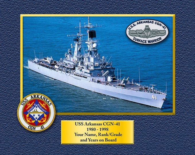 USS Arkansas CGN-41 Custom Personalized 8.5 X 11 Print of US Navy Ships Unique Gift Idea for any Occasions