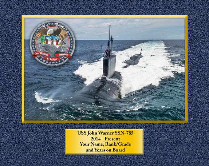 USS John Warner SSN-785 Custom Personalized 8.5 X 11 Print of US Navy Ships Unique Gift Idea for any Occasions