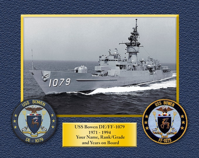 USS Bowen DE-fF-1079   Custom Personalized 8.5 X 11 Print of US Navy Ships Unique Gift Idea for any Occasions