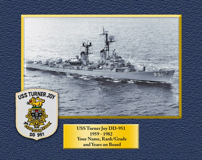 USS Turner Joy DD-951 Custom Personalized 8.5 X 11 Print of US Navy Ships Unique Gift Idea for any Occasions