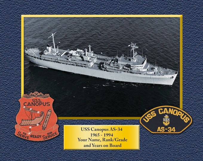 USS Canopus AS-34 Custom Personalized 8.5 X 11 Print of US Navy Ships Unique Gift Idea for any Occasions