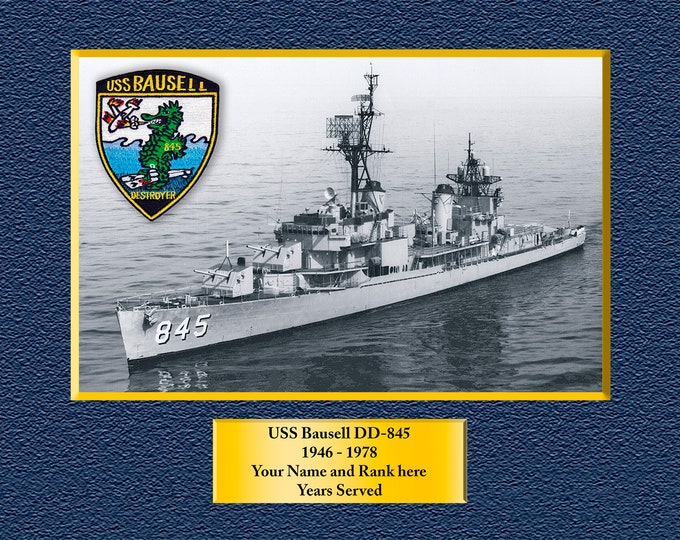 USS Bausell DD-845 Custom Personalized 8.5 X 11 Print of US Navy Ships Unique Gift Idea for any Occasions