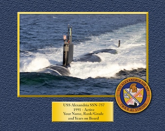 USS Alexandria SSN-757 Custom Personalized 8.5 X 11 Print of US Navy Ships Unique Gift Idea for any Occasions