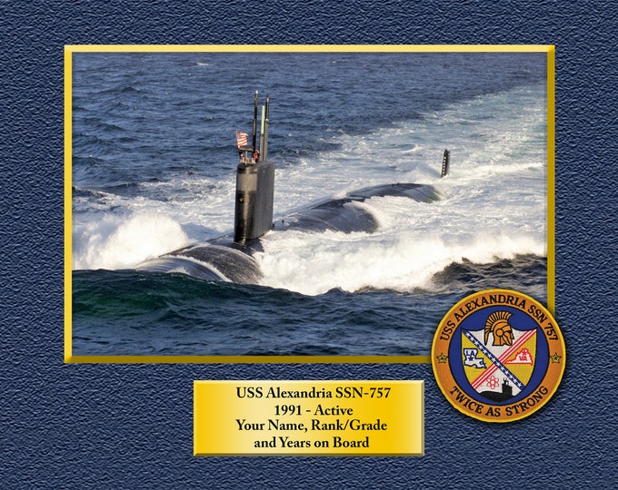 USS Alexandria SSN-757 Custom Personalized 8.5 X 11 Print of US Navy Ships Unique Gift Idea for any Occasions