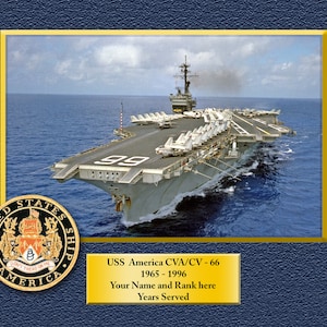 Aircraft Carrier. USS America CVA 66 Custom Personalized Photo US Navy Ships