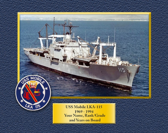 USS Mobile LKA-115 Custom Personalized 8.5 X 11 Print of US Navy Ships Unique Gift Idea for any Occasions