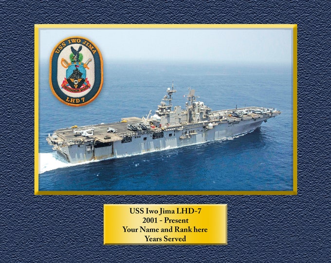 USS Iwo Jima LHD 7 Custom Personalized 8.5 X 11 Print of US Navy Ships Unique Gift Idea for any Occasions