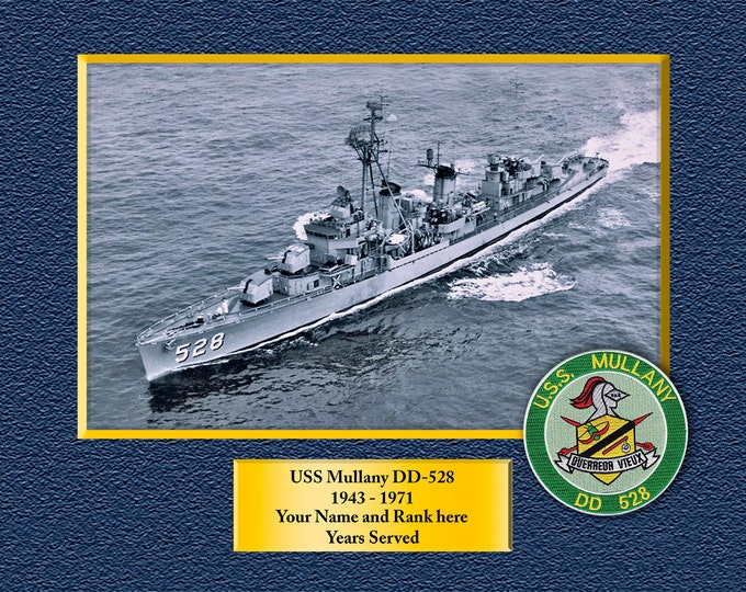 USS Mullany DD-528 Custom Personalized 8.5 X 11 Print of US Navy Ships Unique Gift Idea for any Occasions