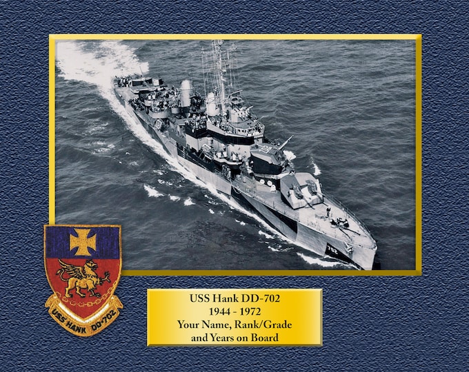 USS HANK DD702 Custom Personalized 8.5 X 11 Print of US Navy Ships Unique Gift Idea for any Occasions