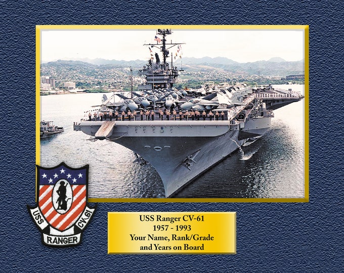 USS RANGER CV61 Custom Personalized 8.5 X 11 Print of US Navy Ships Unique Gift Idea for any Occasions