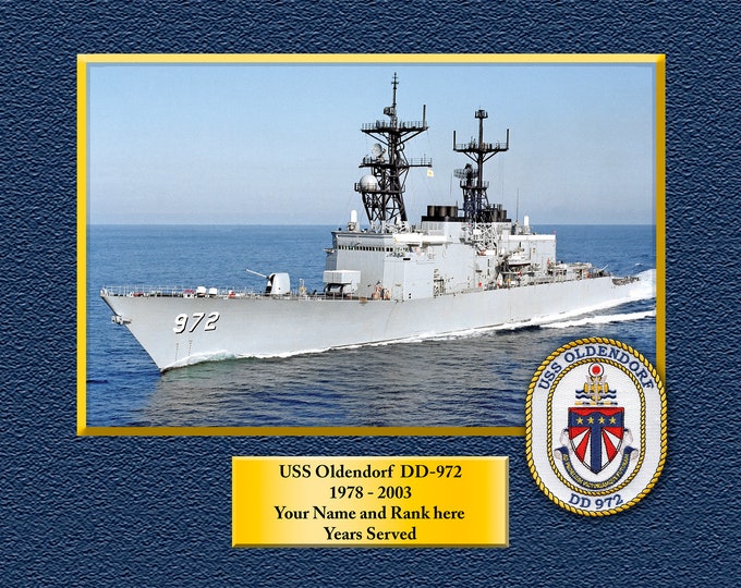 USS OLENDORF DD972 Custom Personalized 8.5 X 11 Print of US Navy Ships Unique Gift Idea for any Occasions