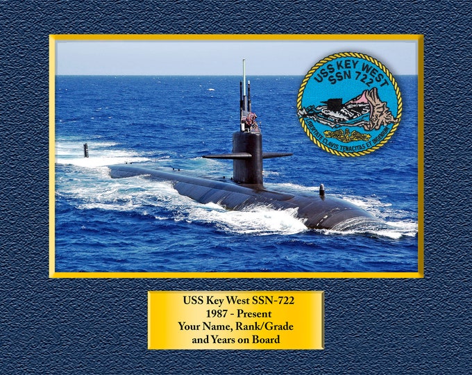 USS Key West SSN-722 Custom Personalized 8.5 X 11 Print of US Navy Ships Unique Gift Idea for any Occasions