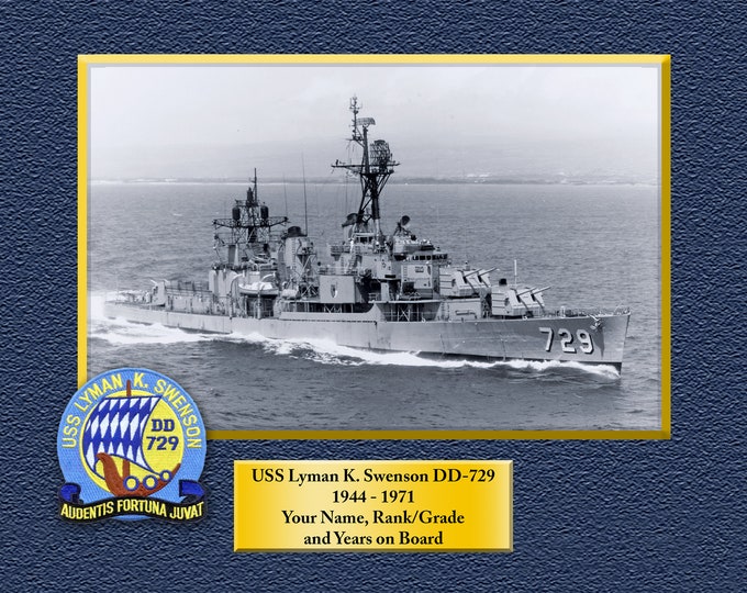 USS Lyman K. Swenson DD729 Custom Personalized 8.5 X 11 Print of US Navy Ships Unique Gift Idea for any Occasions