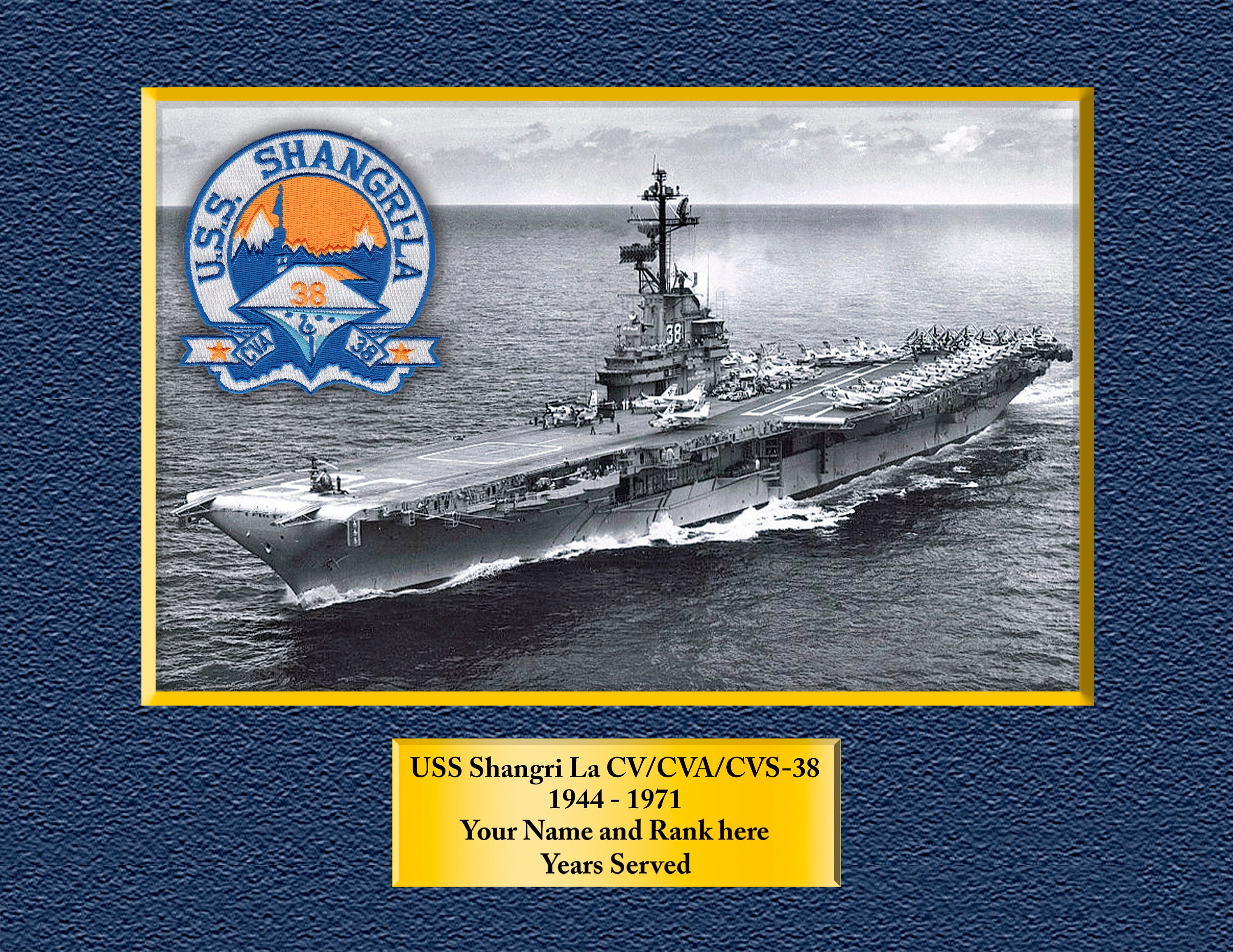 USS Shangri La CVA-38 Custom Personalized 8.5 X 11 Print of USS Shangri La CVA-38 Custom Personalized 8.5 X 11 Print of