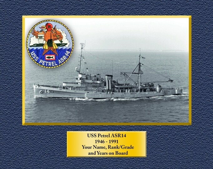 USS PETREL ASR14 Custom Personalized 8.5 X 11 Print of US Navy Ships Unique Gift Idea for any Occasions