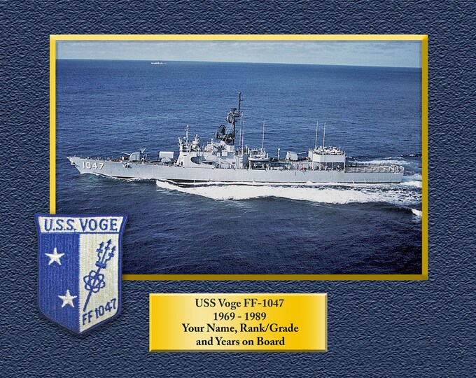 USS Voge FF-1047 Custom Personalized 8.5 X 11 Print of US Navy Ships Unique Gift Idea for any Occasions