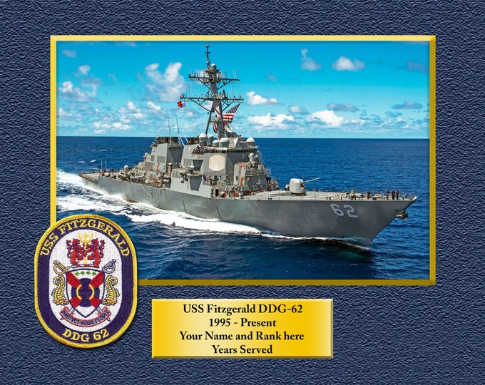 USS FITZGERALD DDG62 Custom Personalized 8.5 X 11 Print of US Navy Ships Unique Gift Idea for any Occasions