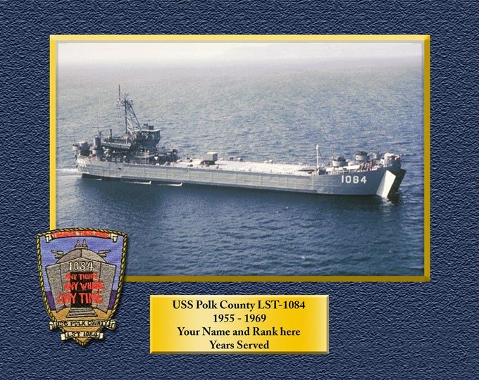USS Polk County LST1084 Custom Personalized 8.5 X 11 Print of US Navy Ships Unique Gift Idea for any Occasions