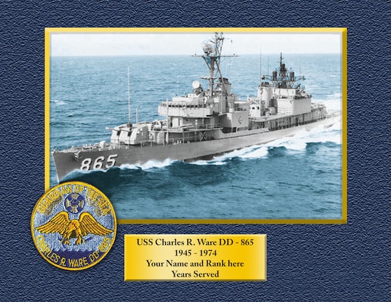 USS Charles R. Ware DD-865 Custom Personalized 8.5 X 11 Print of