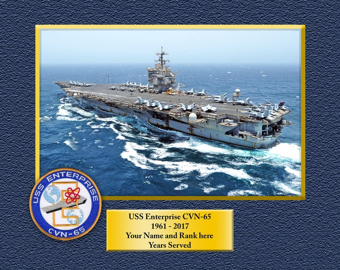 USS Enterprise CVN-65 Custom Personalized 8.5X11, 11X14 or16 X 20 Print on Pro. Paper or Canvas US Navy Ships Unique Gift Idea Occasions