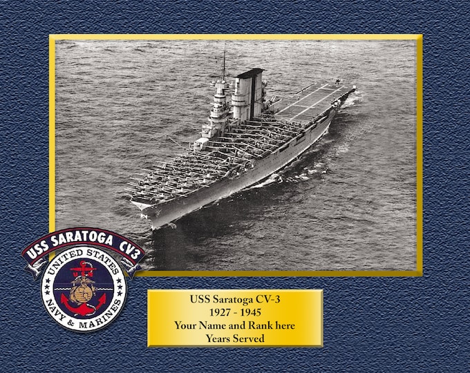 USS SARATOGA CV3 Custom Personalized 8.5 X 11 Print of US Navy Ships Unique Gift Idea for any Occasions