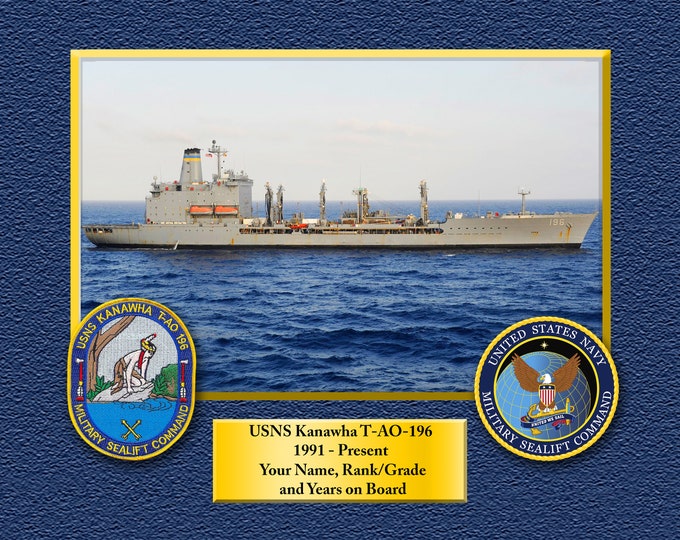 USNS Kanawha T-AO-196 Custom Personalized 8.5 X 11 Print of US Navy Ships Unique Gift Idea for any Occasions