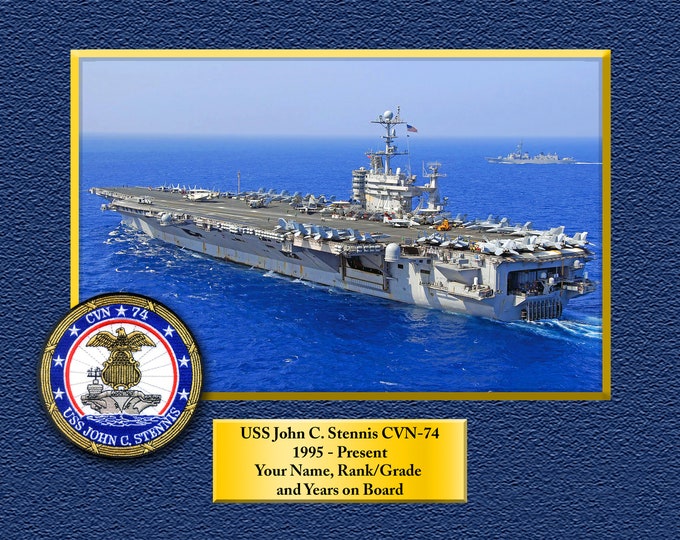 USS John C. Stennis CVN-74 Custom Personalized 8.5X11, 11X14 or16 X 20 Print on Pro Paper or Canvas US Navy Ship Unique Gift Idea