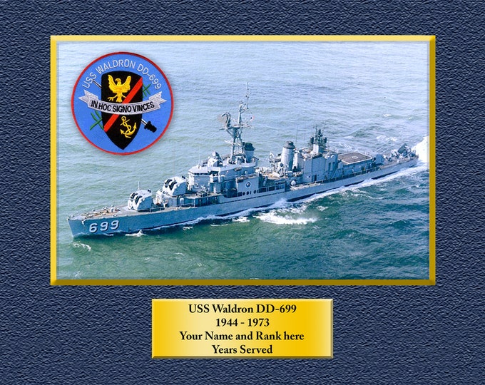 USS WALDRON DD699 Custom Personalized 8.5 X 11 Print of US Navy Ships Unique Gift Idea for any Occasions