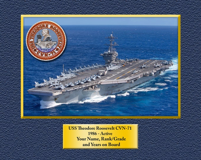 USS Theodore Roosevelt CVN-71 Custom Personalized 8.5X11, 11X14 or16 X 20 Print on Pro. Paper or Canvas US Navy Ships Unique Gift Idea Gift