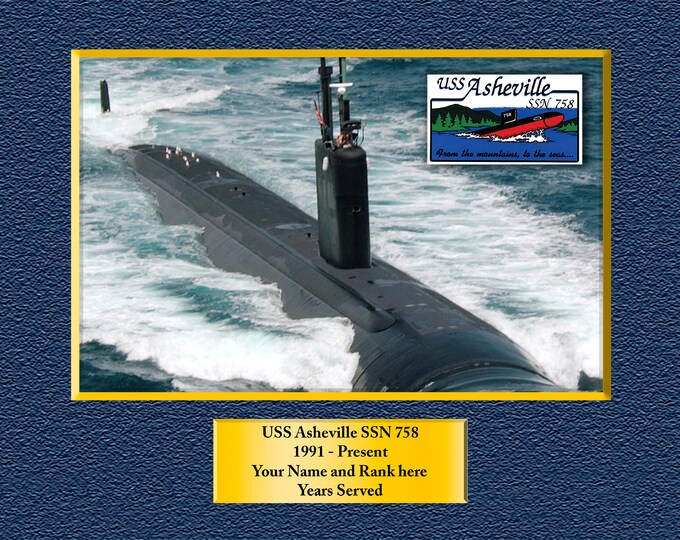USS Asheville SSN-758 Custom Personalized 8.5 X 11 Print of US Navy Ships Unique Gift Idea for any Occasions