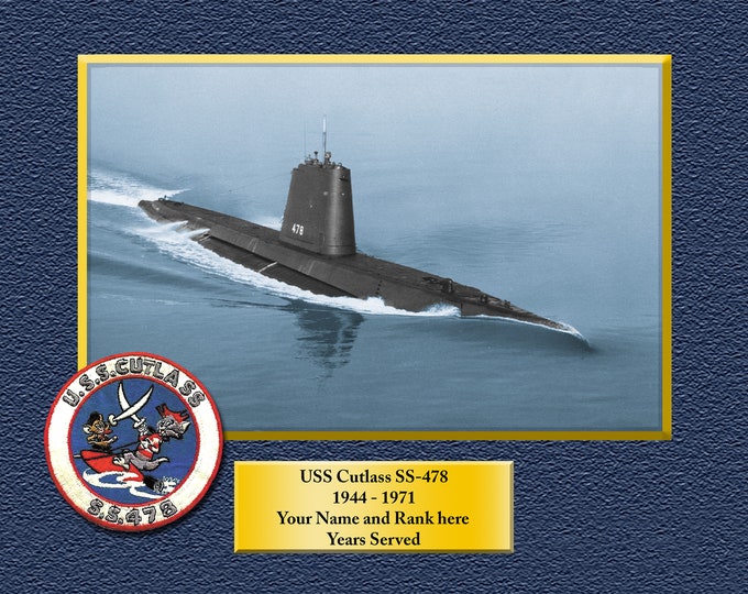 USS CUTLASS SS478 Custom Personalized 8.5 X 11 Print of US Navy Ships Unique Gift Idea for any Occasions