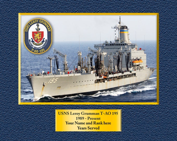 USNS Leroy Grumman T-AO 195 Custom Personalized 8.5 X 11 Print of US Navy Ships Unique Gift Idea for any Occasions