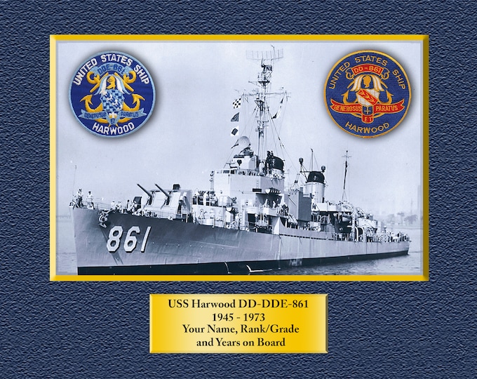 USS Harwood DD-dde-861 Custom Personalized 8.5 X 11 Print of US Navy Ships Unique Gift Idea for any Occasions